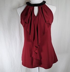 Maurices Red Ruffled Cut Out Blouse S
